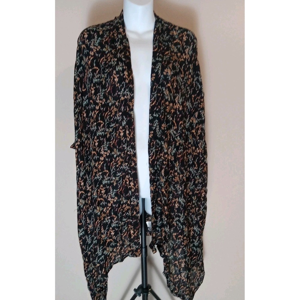 Treasure Bond Women Oversize black Kimono Multi Color Floral Drape Shawl OS